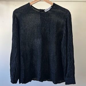 Vintage Giorgio Armani semi sheer striped velvet boxy relaxed fit blouse top